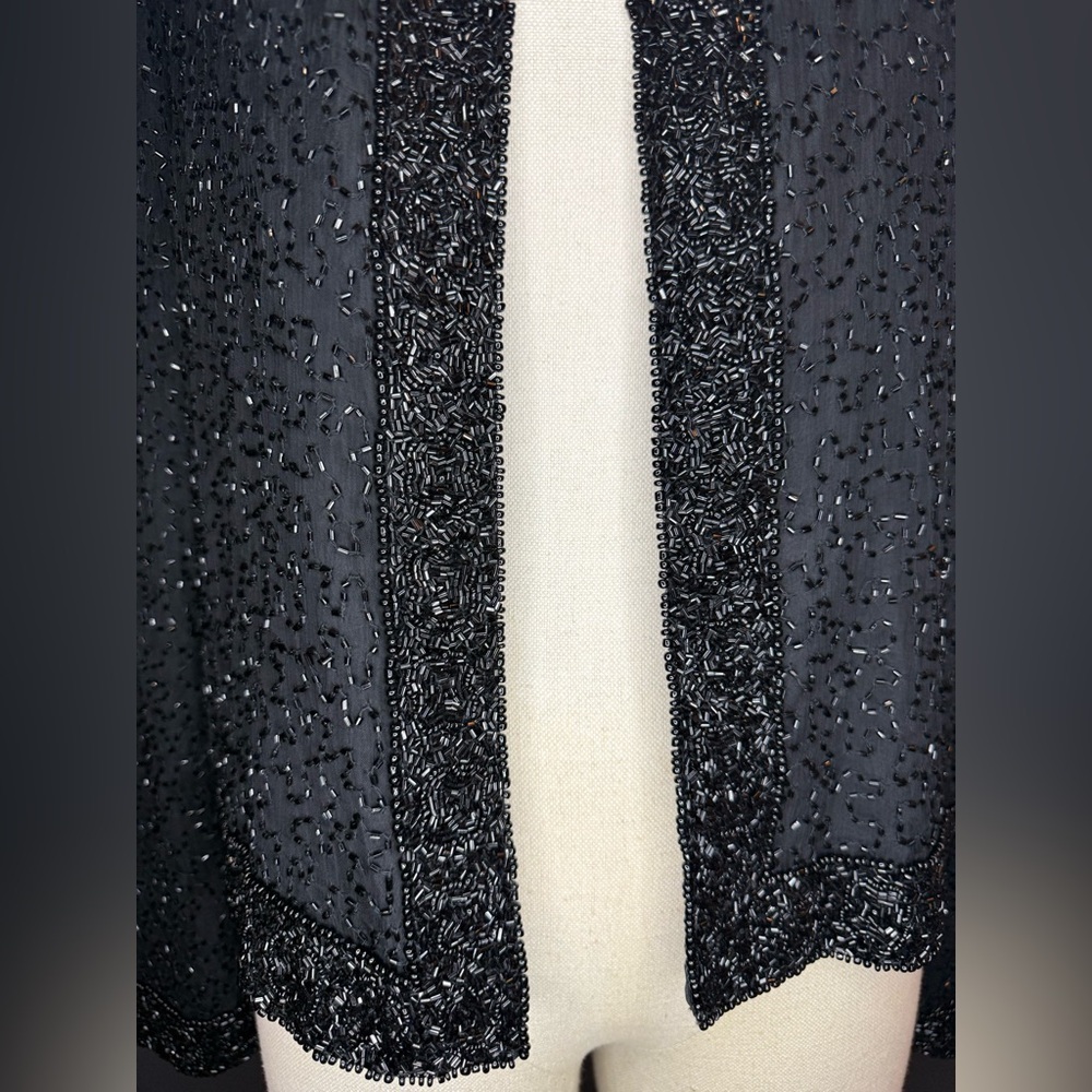 Vintage Sténay 100% Silk Beaded Jacket/Cardigan - Picture 4 of 13